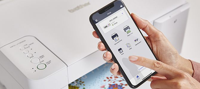 Using easy wireless connection to Brother’s MFC-J1205W printer from a smartphone